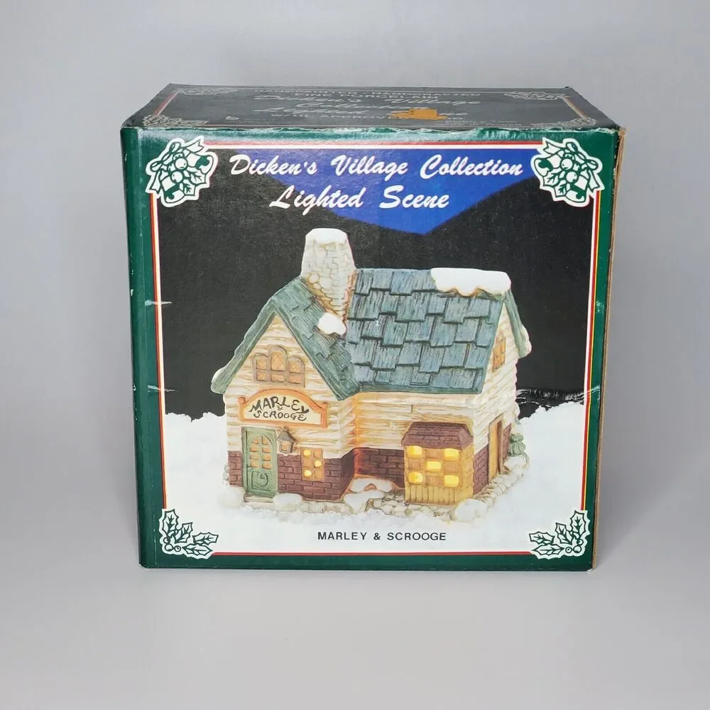 Brinns 1990 Dickens Village Marley & Scrooge Lighted Porcelain House Christmas - Picture 8 of 8